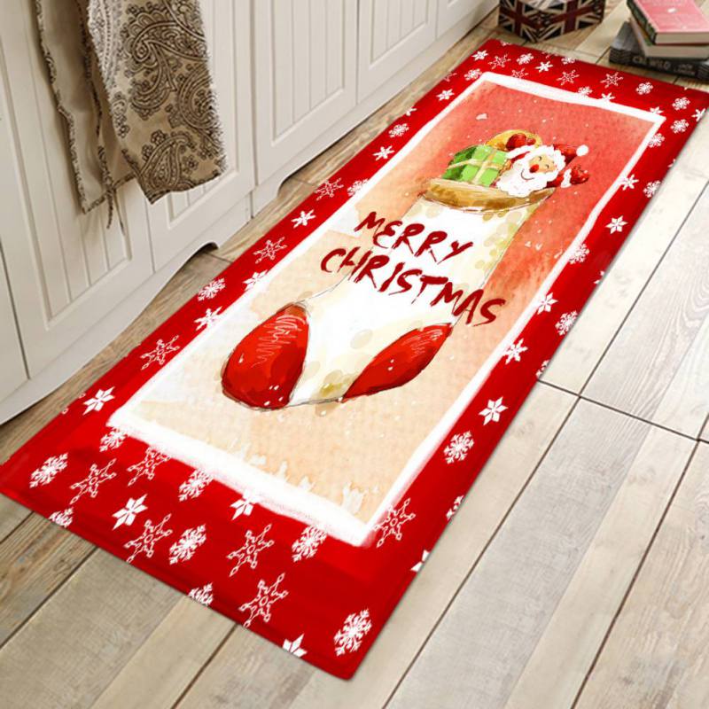 Christmas Santa Anti-Slip Carpet Rug Kitchen Room Floor Door Mat Xmas Decor 